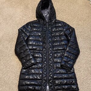 Kenneth Cole black hooded puffer coat